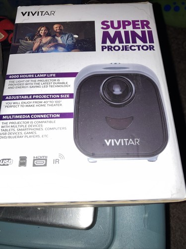 Vivitar Super Mini Projector 1080P, LED. Support FHD. New In Box Gray - Picture 2 of 5