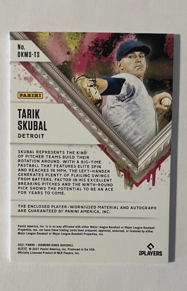 2021 Diamond Kings Signatures Tarik Skubal Autographed Relic Rookie Card 54/99 - Image 2 of 4