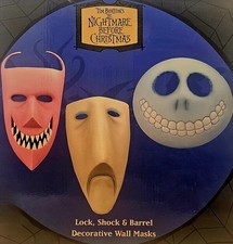 LOCK SHOCK AND BARREL CERAMIC DECOR 3 WALL MASKS NIGHTMARE BEFORE CHRISTMAS