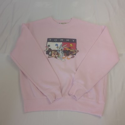 Tommy Jeans x Looney Tunes Sweatshirt Damen S rosa Rundhals bestickt