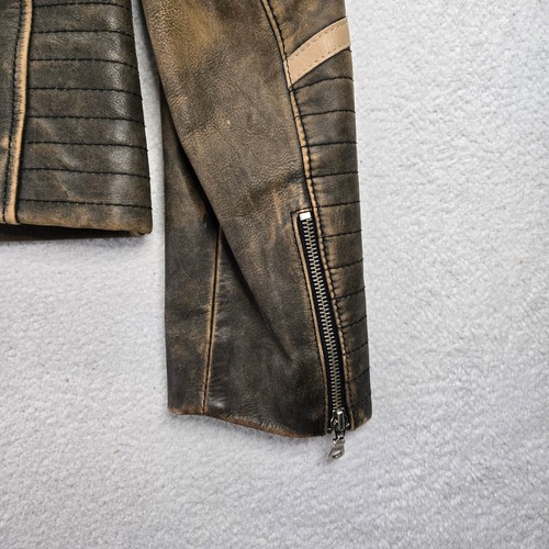 Chaqueta de moto de cuero Hidesign para mujer L roja forro satinado marrón genuino Moto - Imagen 7 de 12