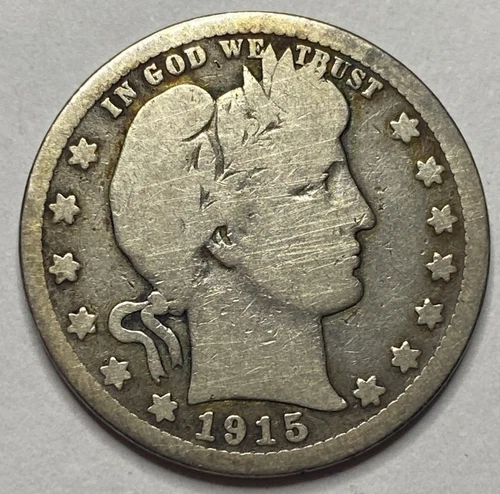 1915 S - Barber Quarter 25c - Exact Coin Imaged #BAR124
