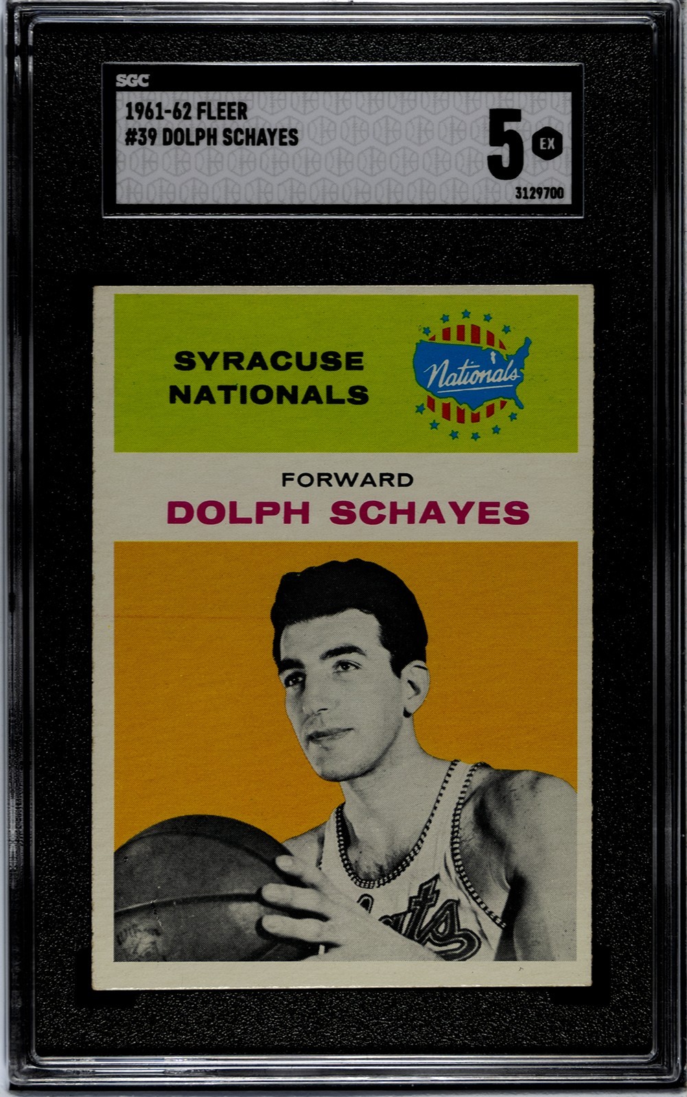 1961 Dolph Schayes (Fleer #39) SGC 5 (EX) HOF Syracuse Nationals forward