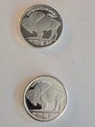 (2) Half Ounce  .999 Pure Fine Silver American Buffalo/Indian Total 1 Oz Of .999