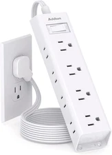 Flat Plug Power Strip, Ultra Thin Flat Extension Cord -  12 Widely AC 3 Sides Mu