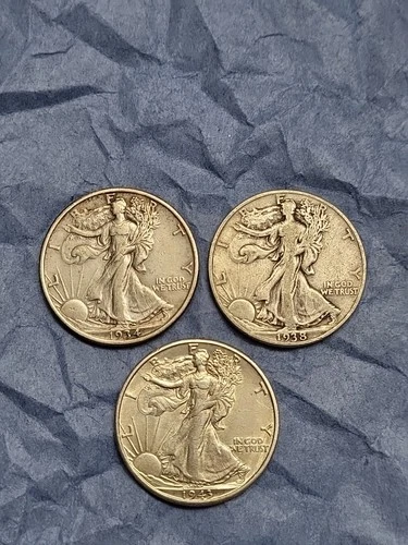 Walking Liberty Silver Half Dollar Lot 1934 1938d Better Dates and 1943d 90%