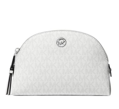 Michael Kors Heritage Womens Large Logo Travel Leather Zip Pouch Bag