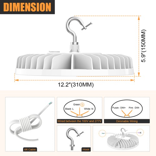 240W UFO Led High Bay Light Commercial Warehouse Factory Lighting 33600 Lumens - Picture 4 of 15