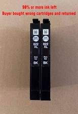 2 x Epson 822XL Black Genuine High Yield Ink Cartridge No Box Read 