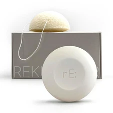 RE: REKURATOR ph Balanced Facial bar and Konjac Sponge Set White 