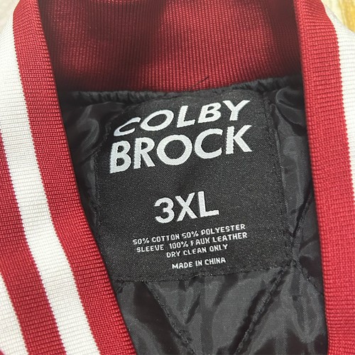 Colby Brock Varsity Letterman Jacket Mens 3XL Red White Snap Stitched Preppy - Picture 5 of 13