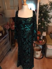 Luxurious square neck emerald damask evening dress , stand out this xmas