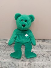 RARE  RETIRED TY BEANIE BABY ERIN IRISH CLOVER ST PATRICK DAY TEDDY BEAR 8" USA