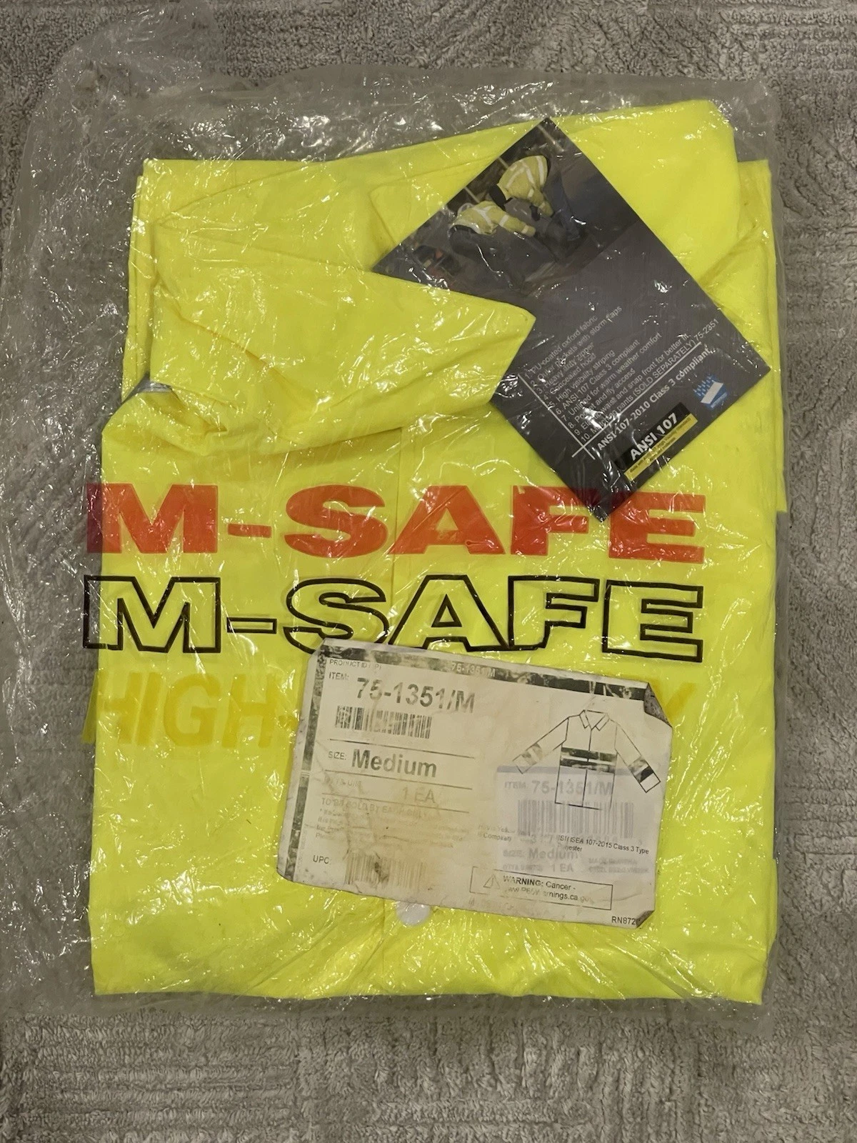 M SAFE BY MAJESTIC High Visibility Jacket Men's Size M ANSI 107 Class 3