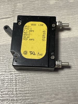 Airpax UPL1-5961-1 40 AMP MAX V 65 HZ DC DELAY 59 TRIPS AMPS 50 Circuit Breaker 