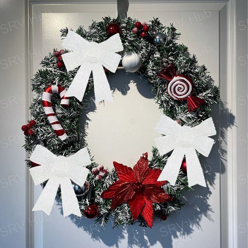 Glittered Tinsel Bows with Twist Tie, Luxury Bowknot, Christmas Tree Decoration - Picture 72 of 122