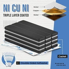 Neodymium Magnets, 12 Pack Black Super Strong Magnets Bar, Waterproof Heavy N30