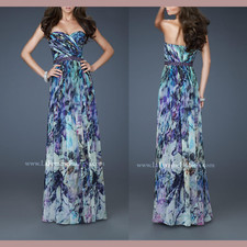 NEW La Femme  4  Sweetheart Strapless Embellished Waist Chiffon Gown Q249