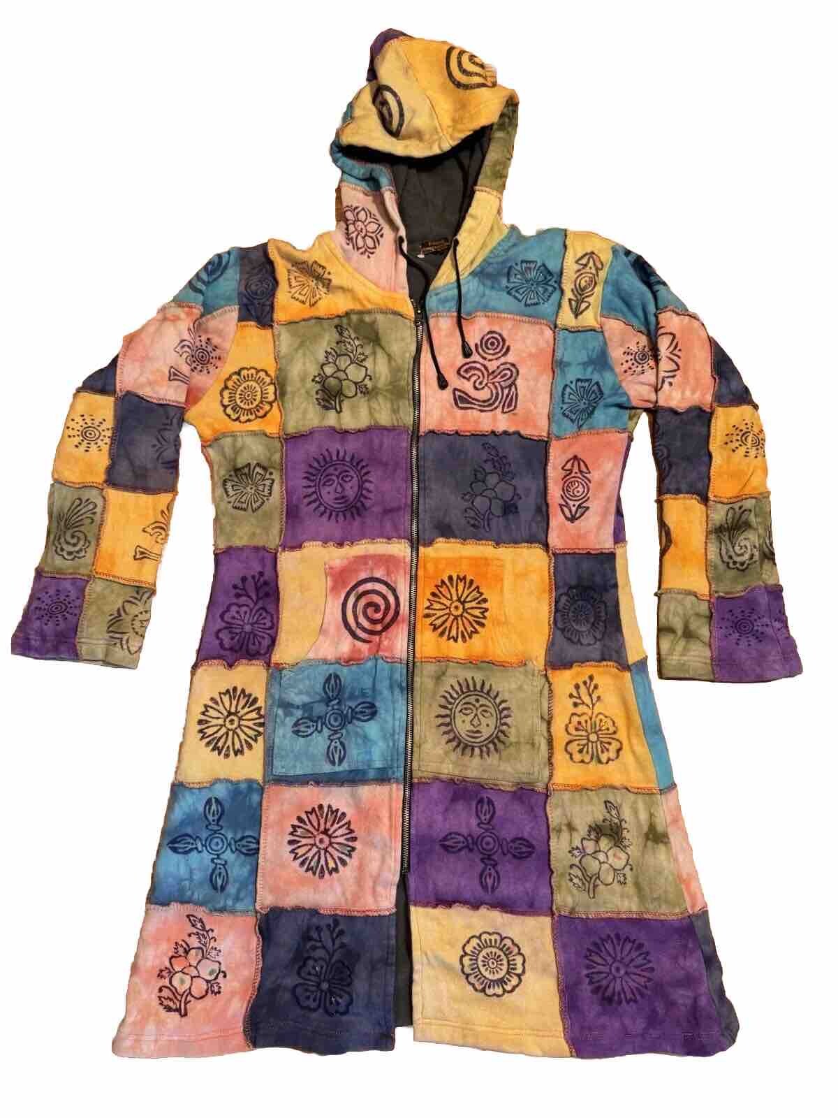 Rising International Long Zip Up Patchwork Fleece… - image 1