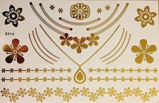 5 Sheets Flash Disposable Temporary Adhesive Tattoo Gold 25teile Body Neck Chain