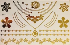 5 Sheets Flash Disposable Temporary Adhesive Tattoo Gold 25teile Body Neck Chain
