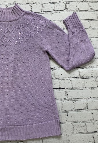 Quacker Factory Women’s Size M Lavander Sequin Farisile Chunky Knit Sweater - Picture 4 of 24