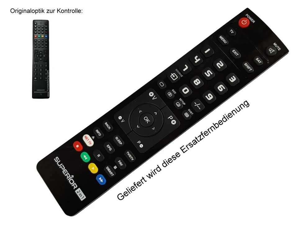 SUPERIOR Ersatz Fernbedienung passend für Medion RC1244 / MSN: 50052489