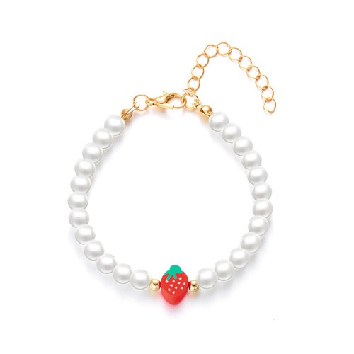 Cute Cherry Strawberry Heart Pearl Necklace Women Sweet Imitation Pearl Jewelry - Picture 10 of 35