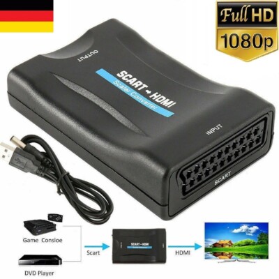 Scart zu auf HDMI Adapter Konverter Wandler AV Scaler Converter 1080P HD TV DHL