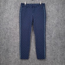 Old Navy Pants Womens 8 Blue Pixie Ankle Polka Dot Mid Rise Stretch Flat Front