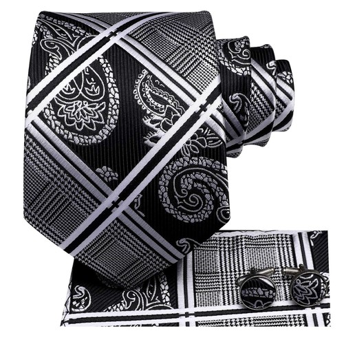 63 inches Extra Long Necktie Paisley Tie Pocket Square Cufflinks Big Tall - Picture 2 of 6