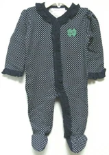 NCAA Notre Dame Green ND Logo Pin Dot Footed Creeper Style Two Feet Ahead #260