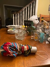 VINTAGE COLORFUL STRIPED GAP RETRACTABLE UMBRELLA