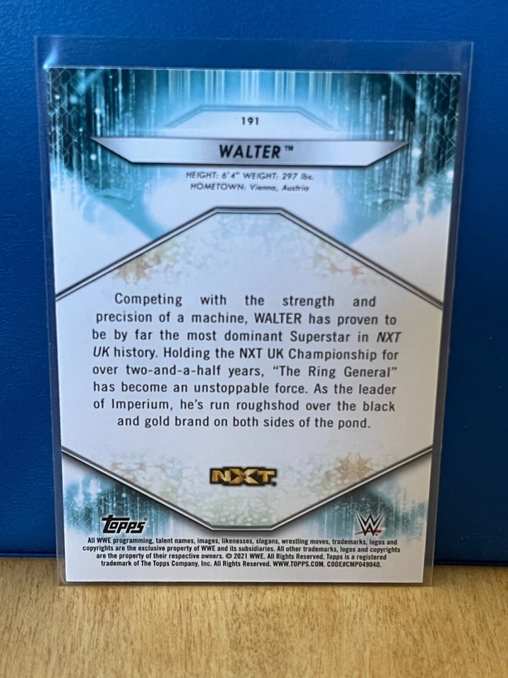 Gunther 2021 Topps WWE #191 Walter NXT Wrestling Card - Image 2 of 2
