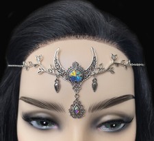 Moon Goddess Wiccan Pagan Medieval Silver Elven Elf Headpiece Circlet Jewelry