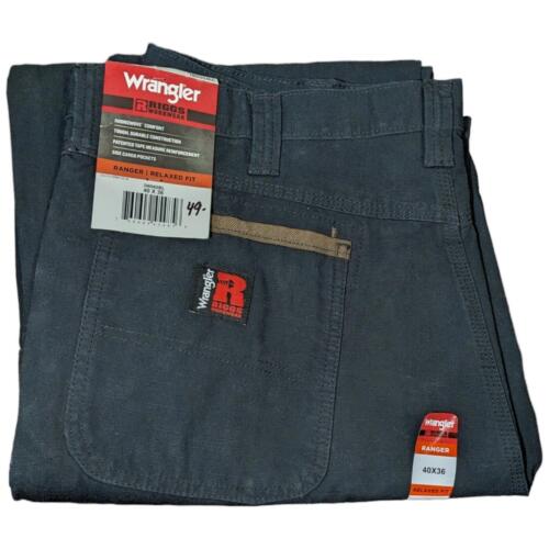 Wrangler Riggs Workwear Ranger Relaxed Fit Black Ripstop Cargo Pants Size 40x36