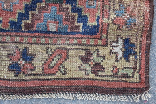 Antique Worn Hand Made Traditional Oriental Wool Blue Brown Long Runner 253x90cm - Picture 12 of 13