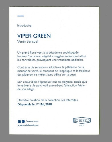 Carte publicitaire format carte postale - Viper Green de Ex Nihilo recto verso - Picture 2 of 2