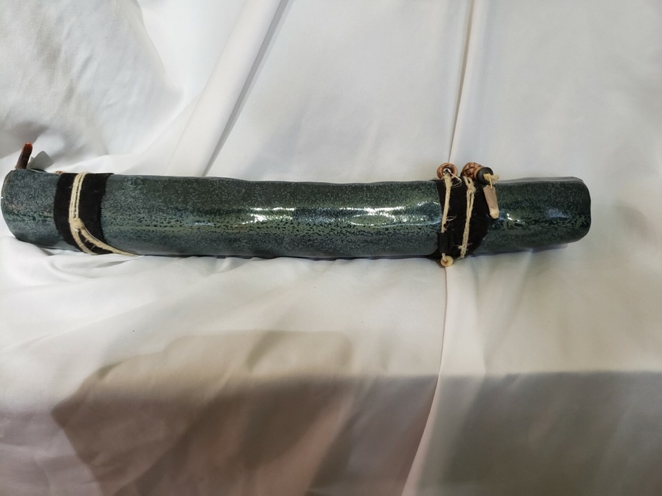 Blue Ceramic Rainstick Handmade Skeleton Beaded 14" Tall 2" Wide eBay