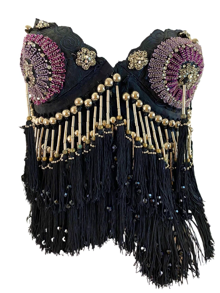 Gianni Versace 1990 Top Con Perline Vintage Da Collezione Foto 3 de 4