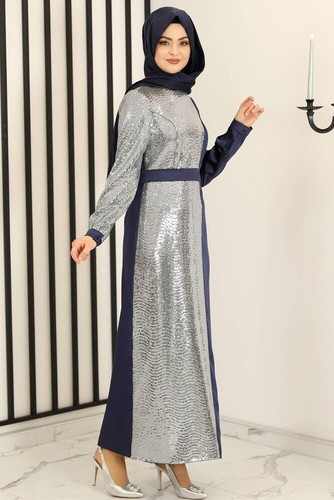 Restposten ausverkauf Paillettenkleid Damen Abendkleid Modest Fashion - Bild 8 von 21