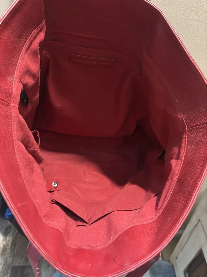 EXPRESS DESIGN STUDIO Mujer Bolso de Mano Cuero Cartera Grande Rojo Oscuro Foto 3 de 4