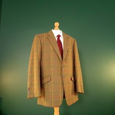 Brook Taverner Centenary Tweed Blazer Mens 42R Brown Check 100% Wool Jacket