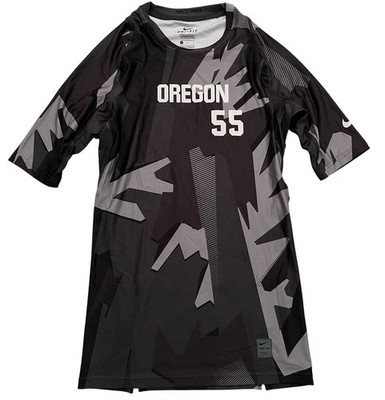 NIKE Dri Fit Pro Gray OREGON #55 Compression Training Shirt mens Large LG 889172
