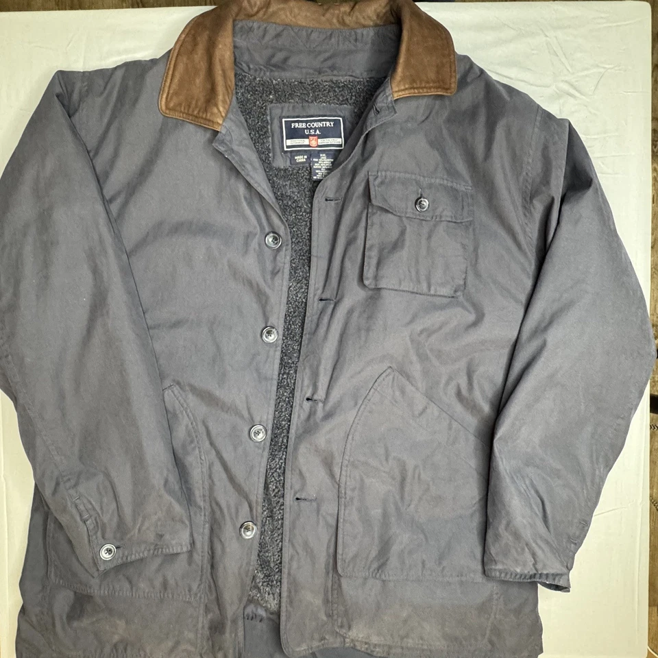 Free Country USA Men XXL Navy Winter Coat Fleece Removable Lining Casual or Barn - Image 2 of 4