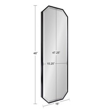 Modern Full Length Octagon Wall Mirror, Decorative Glam Geometric Wall Accent