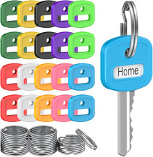 20 Pcs Key Covers Caps, 1" Key Identifiers with Labels, Soft Stretchy Key Covers