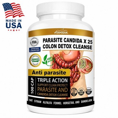 Parasite Cleanse DETOX Liver Colon Yeast Blood Support  vital 100 cap XL