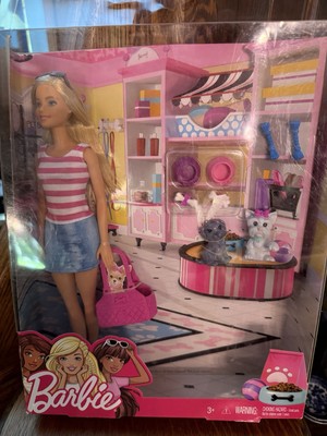 Barbie Blonde Doll & Pets Puppy Dog 2016 by Mattel DJR56 New In Box, Box Damaged