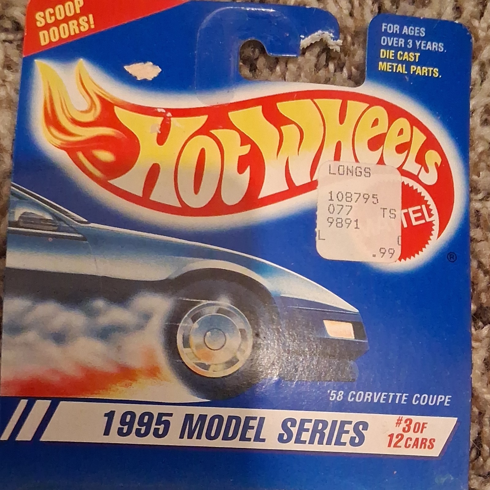 Hot Wheels 1995 Model Series '58 Corvette Coupe Chevrolet 1:64 Diecast Blue